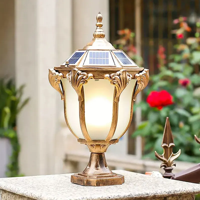 Solar Energy Outdoor LED Pillar Lamp Garden Light Waterproof IP43 Wall Lamp Pathway Landscape Solar Lights for Garden Decoration