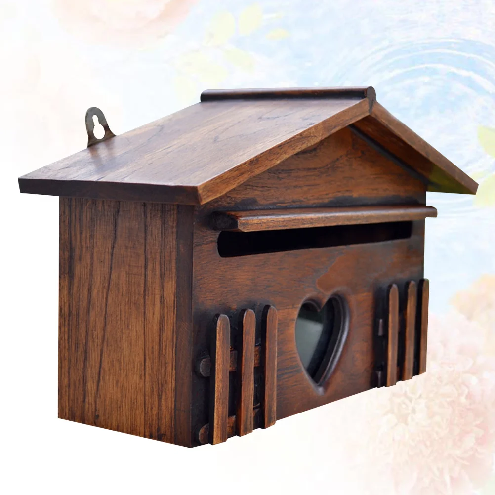 Retro House Shape Wooden Mailbox Durable Premium Material Large Capacity Post Box Wall Mounted Mailbox For Office Company