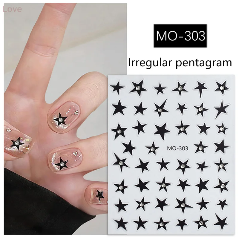 [L&P] 五芒星ネイルステッカー ダイヤモンド付き 不規則な形のネイルステッカー 強化粘着 立体的な個性