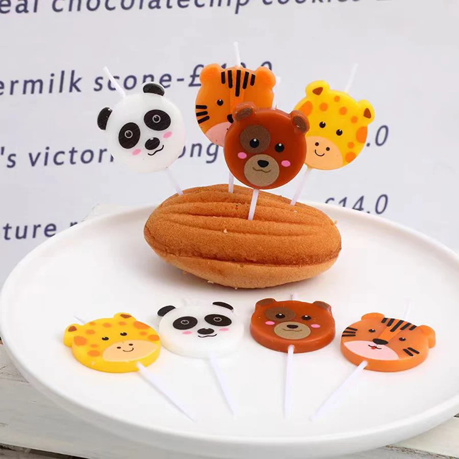 Kreative Tier Kerze Kuchen Dekoration Plugin Tiger Panda Giraffe Schwein Hund Kuh Cartoon Geburtstag Party Backen Kerzen – Detail 4