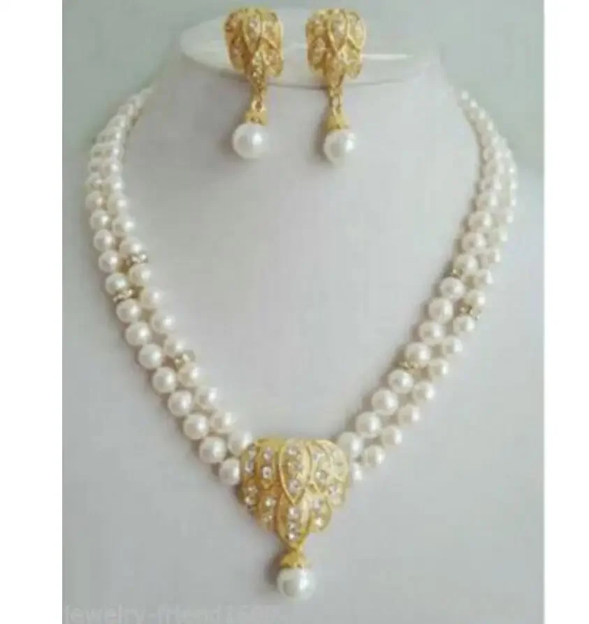 

Ювелирные изделия, 2-рядные серьги с подвеской из белого жемчуга, комплекты ожерелья