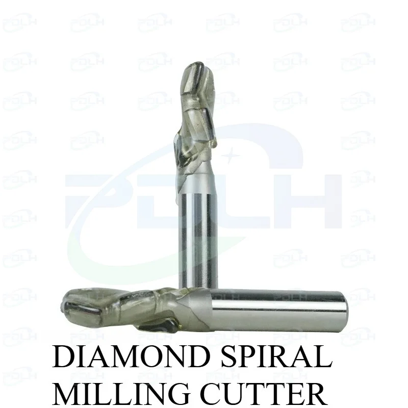 1 Vsharp Diamond Spiral Milling Cutter PCD Corn End Mill Engraving Slotting CNC Tool for Silicate Board Anti-Bite MDF Solid Wood
