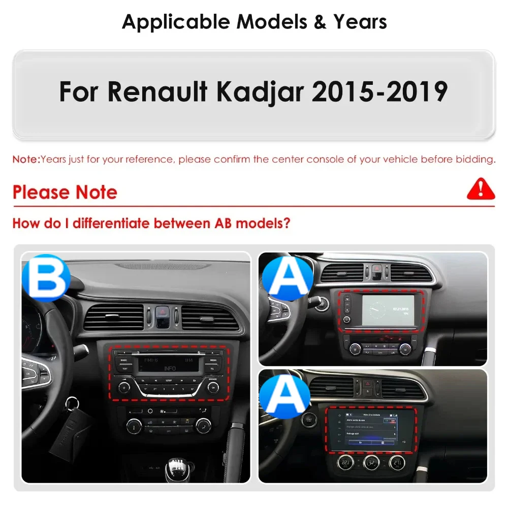 Android 14 Multimedia For Renault Kadjar 2015 - 2019 Car Player GPS Stereo head unit Navigation Radio Screen No 2Din DVD 5G WiFi