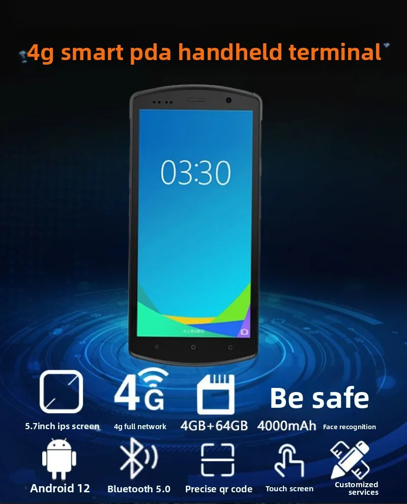 5.7 inch high definition screen 4G intelligent PDA handheld end point logistics warehouse management QR code barcode scanning