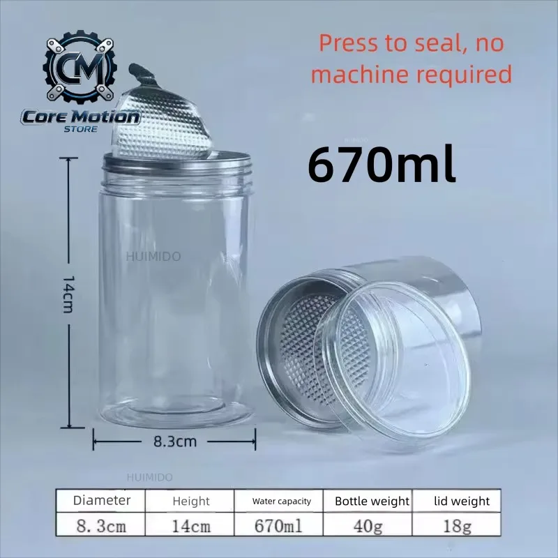 250-870ML-50pcs/box Transparent Food Storage Jars Grains Sealed Tanks Plastic Packaging Bottle For Candy Cookie Kitchen Storage