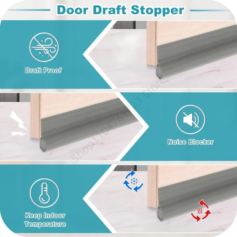 New Door Bottom Seal Strip Cuttable Insulation Under Door Draft Blocker Windproof Anti-Cold Gap Weather Stripping Acoustic Foam