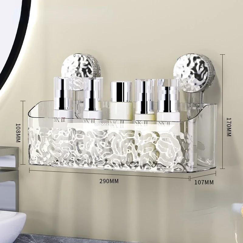 

Light Luxury Style Glacier Pattern Suction Cup Shelf, Bathroom Suction Cup Storage Rack, Punch-Free Sorting Box