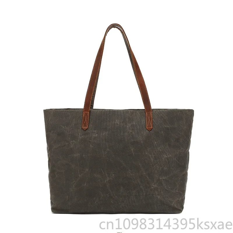 Women's Vintage Waxed Canvas Tote Bag Crossbody Shoulder Casual Shopping Travel Large Carryall Organizer