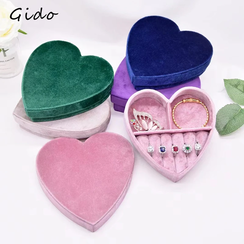 

Velvet Jewelry Box Travel Earrings Ring Heart Jewelry Display Box Trinket Accessories Storage Organizers