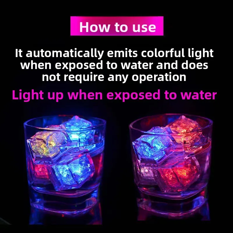 Juguete iluminado para bañera de colores, cubo de hielo LED luminoso, suministros para fiestas, cubo brillante impermeable, juguete de baño para niños, regalo de cumpleaños y Navidad, 6 uds.