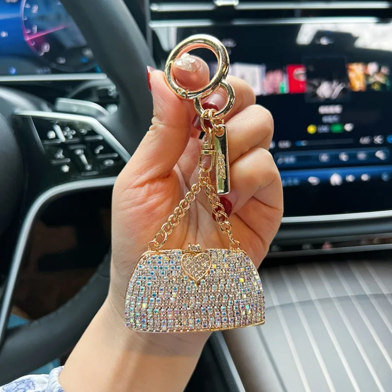 Alloy Diamond Set Bag Model Car Keychain Creative Handmade Claw Diamond Metal Pendant Exquisite Bag Pendant