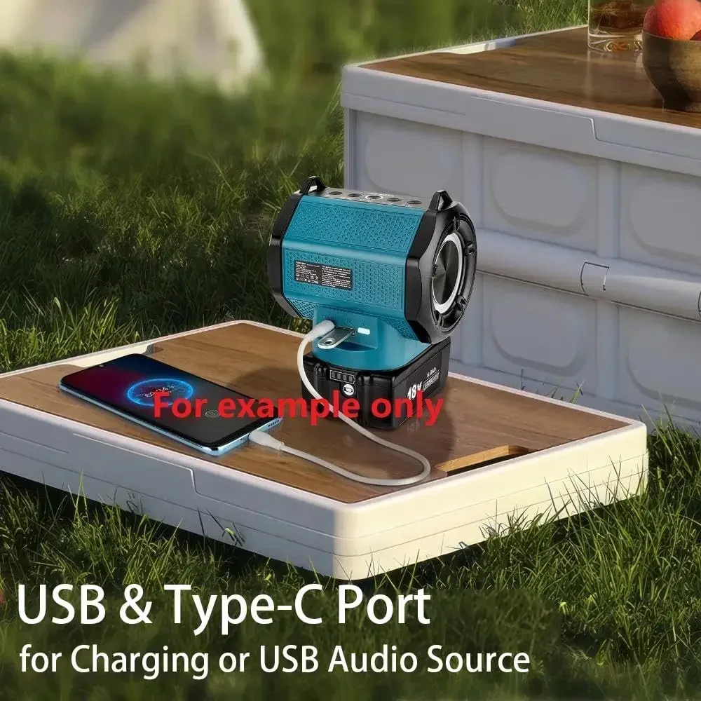 For Bosch 18V Batteries Portable Bluetooth Stereo Rechargeable Compact Speaker with USB Port for Home and Parties（No Battery)