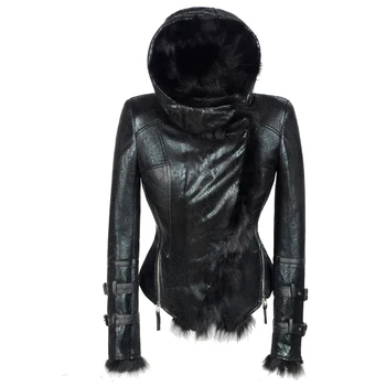 Veste en PU à capuche coupe-vent pour femme, mode SX, sourire intégré, degré froid, moto, vélo, hiver