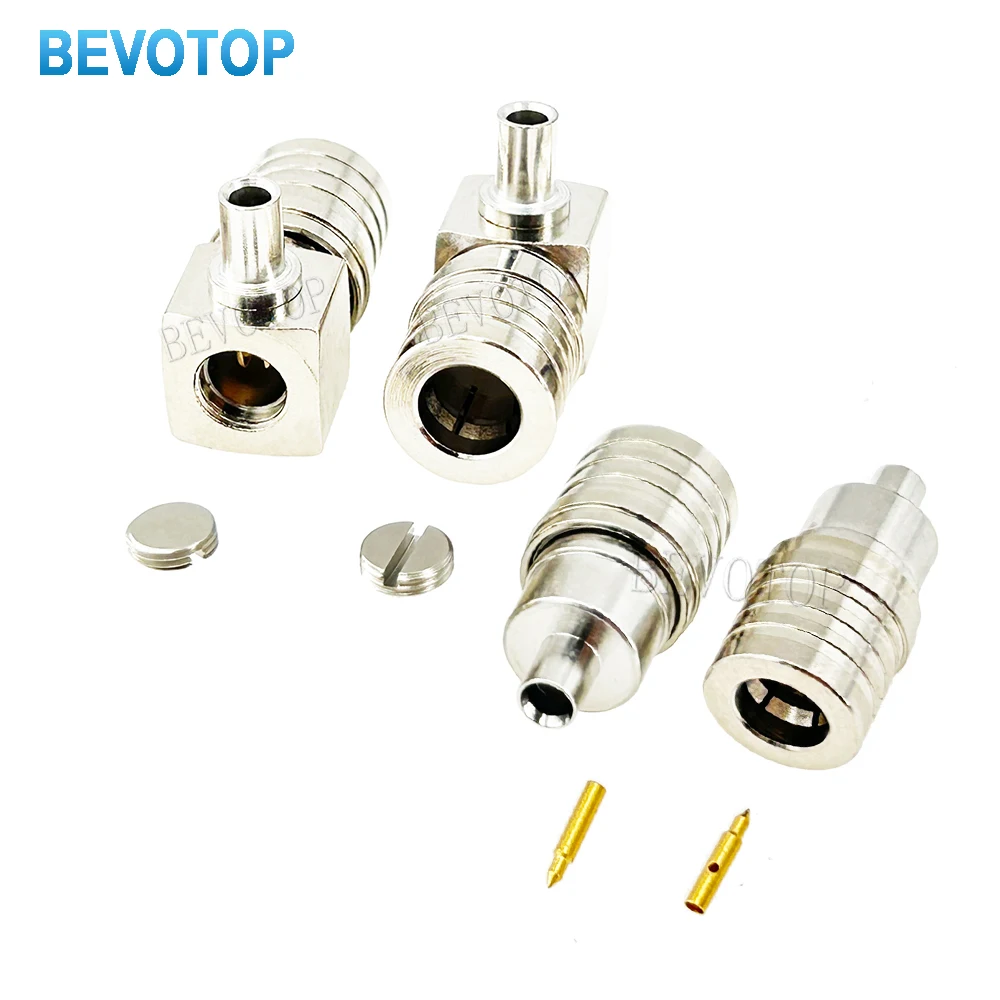 10Pcs/lot RG405 QMA Male Plug Straight 180° / Right angle 90° Connector 50 Ohm Crimp QMA Connector for RG-405 086 Cable BEVOTOP