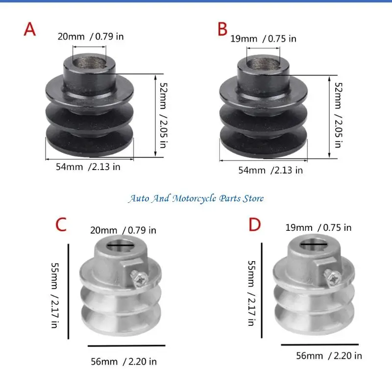 P9FD Belt Pulley 54/56mm Outer Diameter Double Grooves Pulley A Belt 19mm/20mm Bore