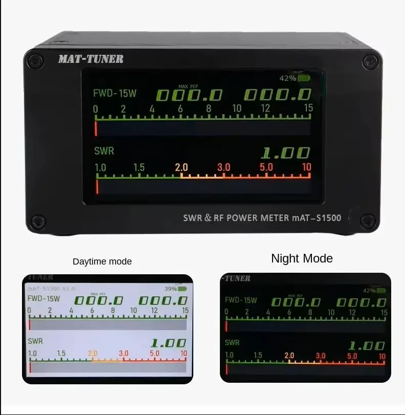 MAT-S1500 Digital SWR RF Power Meter Display Standing Wave Meter 1.8-54MHz 1500W RF Meter for Communication Equipment