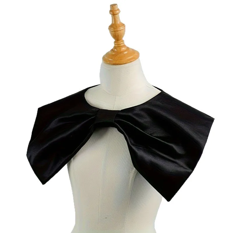 Elegant Satin Bow Detachable Lapel Collar Top Clothing Decorative Collar Party Bride Shoulder Wrap Neck Scarf Accessory  1