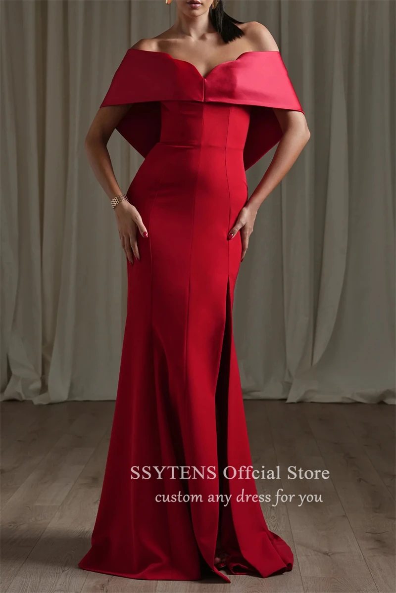 SSYTENS Red Long Formal Evening Dresses Lady Arabic Formal Occasion Gowns Party Gowns Long Elegant Mermaid Wedding Prom Dress