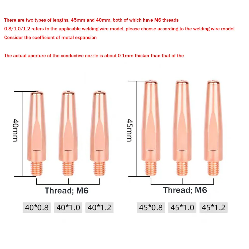 10 Chromium Zirconium Copper Conductive Nozzles Suitable For Robot Equipment, Gas Protection Welding Gun, Wire Feeding Nozzle