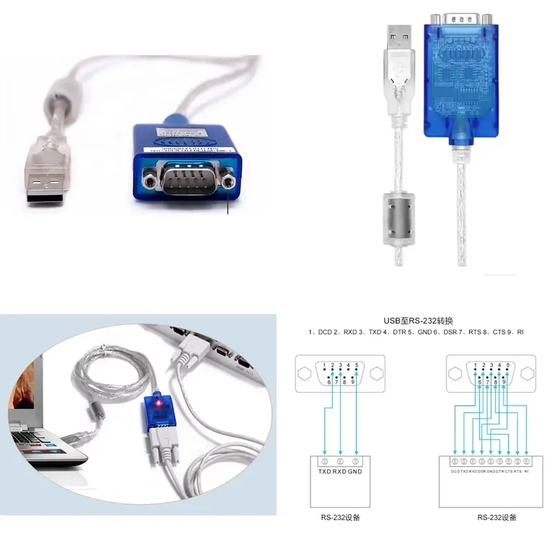 USB to 232 cable converter Industrial grade bi-directional transmission USB 2.0, DB9pins 0.5m 1.5m