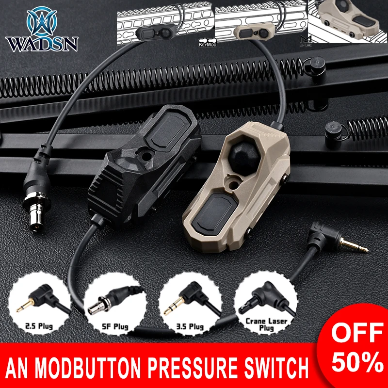 Wadsn Axoun ModButton Remote Pressure Switch CranePlug For PEQ DBAL CranePlug SFM600Tactical Flashlight Fit Mlok Keymod 20mmRail