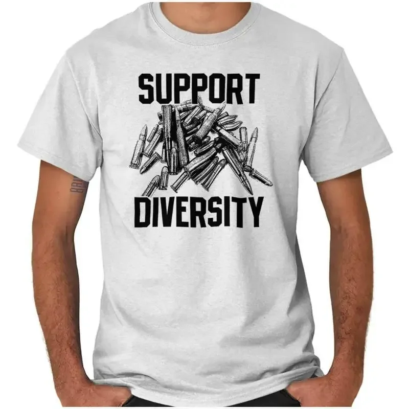 Support Diversity Bullet Gun Rights Hunting Womens or Mens Crewneck T Shirt Tee