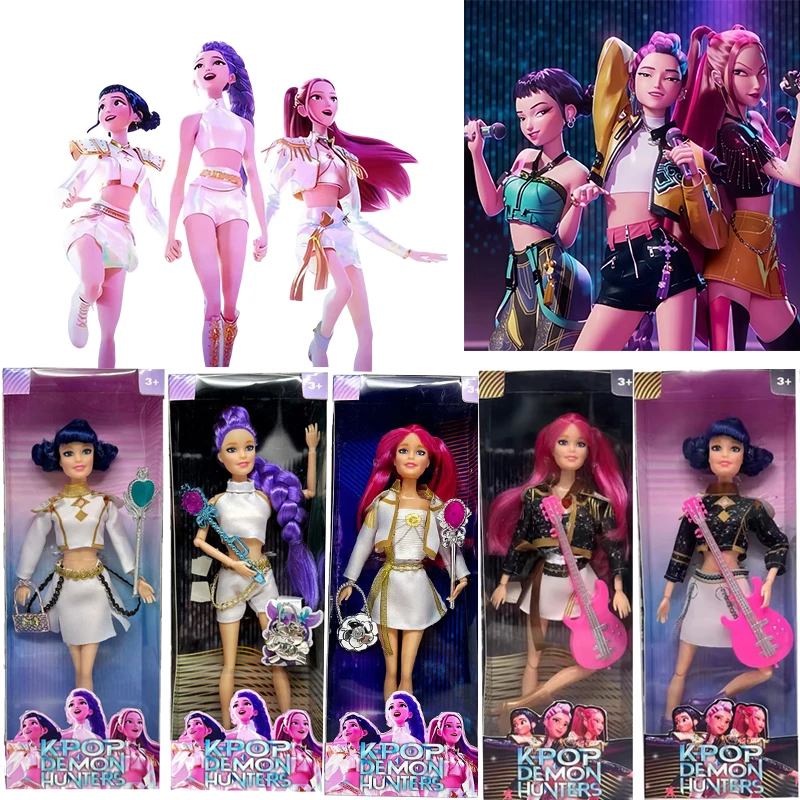 

NEW | 2025 Anime Demon Hunters Action Figure Doll with Theme Song Colorful Lights Rumi Mira Zoey Character Girls Christmas Gift