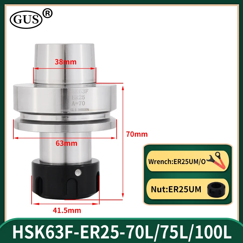 HSK63F High-speed Tool Holder HSK63 HSK 63F ER ER16 ER20 ER25 ER32 ER40 Collet CNC Spindle Engraving Woodworking Machine Lathe