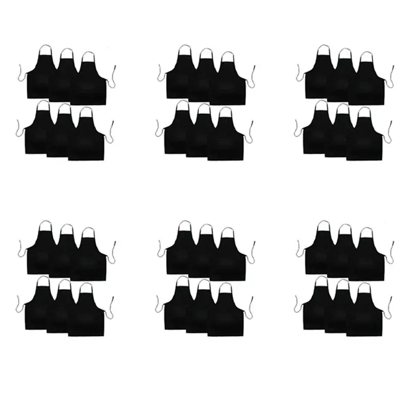 BHBD-36 Pack Black Kitchen Apron With 2 Pockets Anti-Dirty Apron Suitable For Barbecue Kitchen Cooking Baking Restaurant