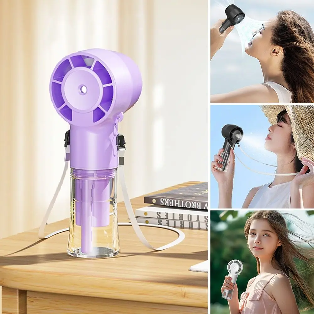 Multi-function with Water Spray Mist Humidifier Handheld Fan Halter Portable Mini Fan Mini Cooling Pocket Fan Outdoor