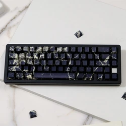 136 Keys Black Marble Side Light Keycaps PBT Cherry Profile Dye Sublimation Key caps For MX Switch Mechanical Keyboard Accessory