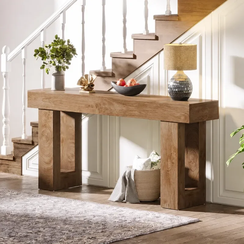 Premium Solid Wood Entrance Table Simple End View Platform for Hotel Homestay Corridor Bar Wabi Sandy Wind Style Console