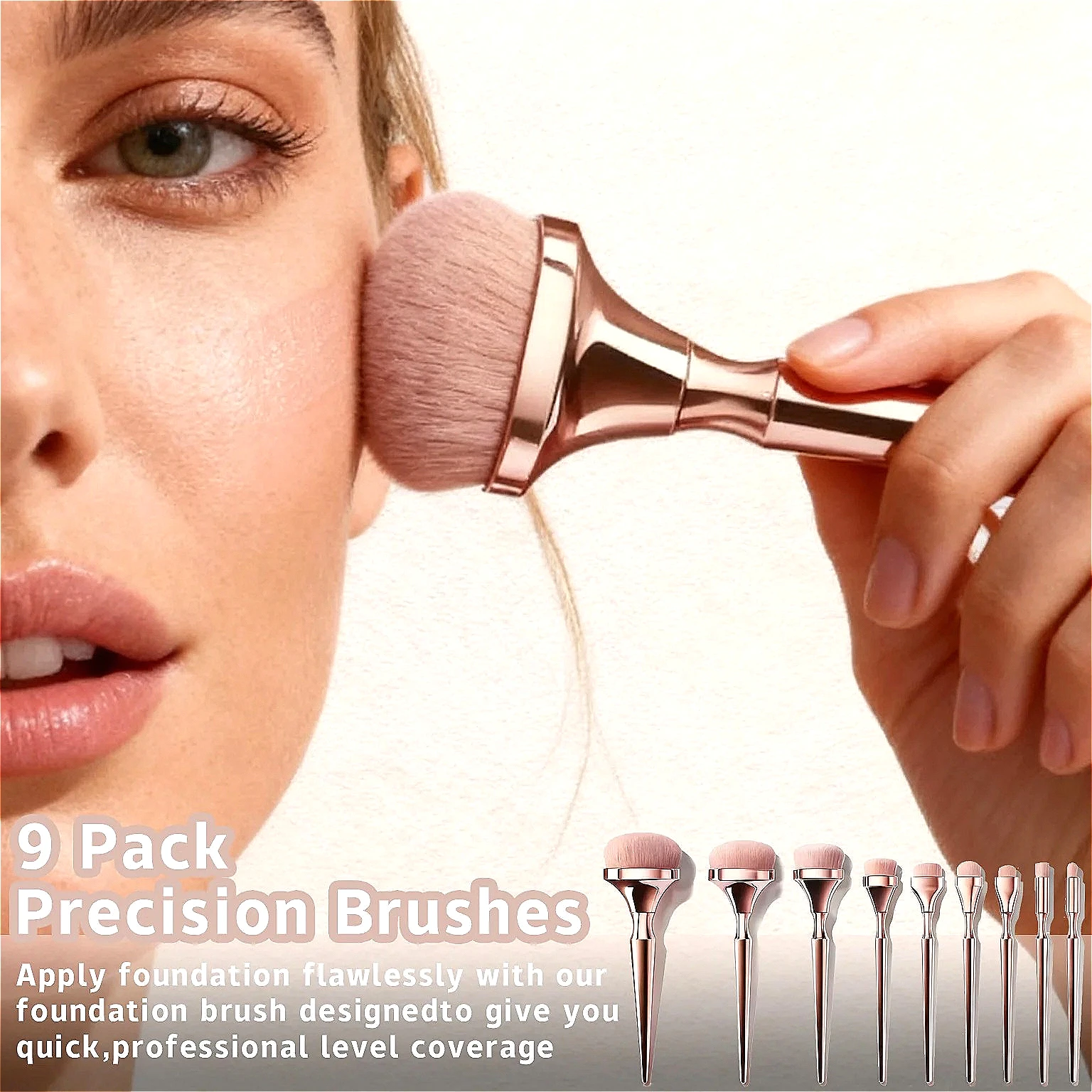 9 paak Makeup Brush Set Foundation Concealers Eye Shadows Powder Blush Blending Brushes Beauty Tools with Bag Professional