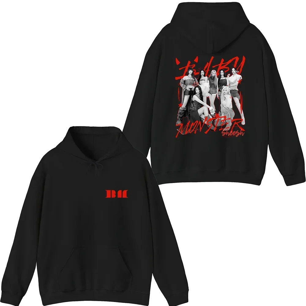 سويت شيرت Babymonster Merch Sheesh للرجال مطبوع منقوش بأكمام طويلة من Kpop