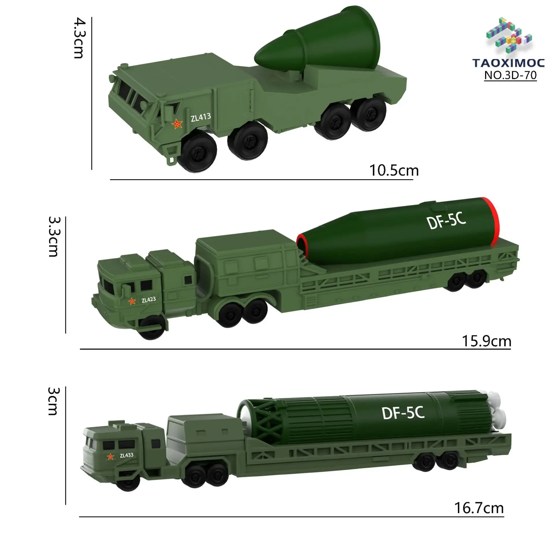 9.3 Wojskowa Parada DF-5C Pancerna Rakietownica DF-61 Figurka Akcji Rakietowa Wyrzutnia Strategiczna Interkontynentalna na Płynny Paliwo Model Drukowany w 3D Zabawka