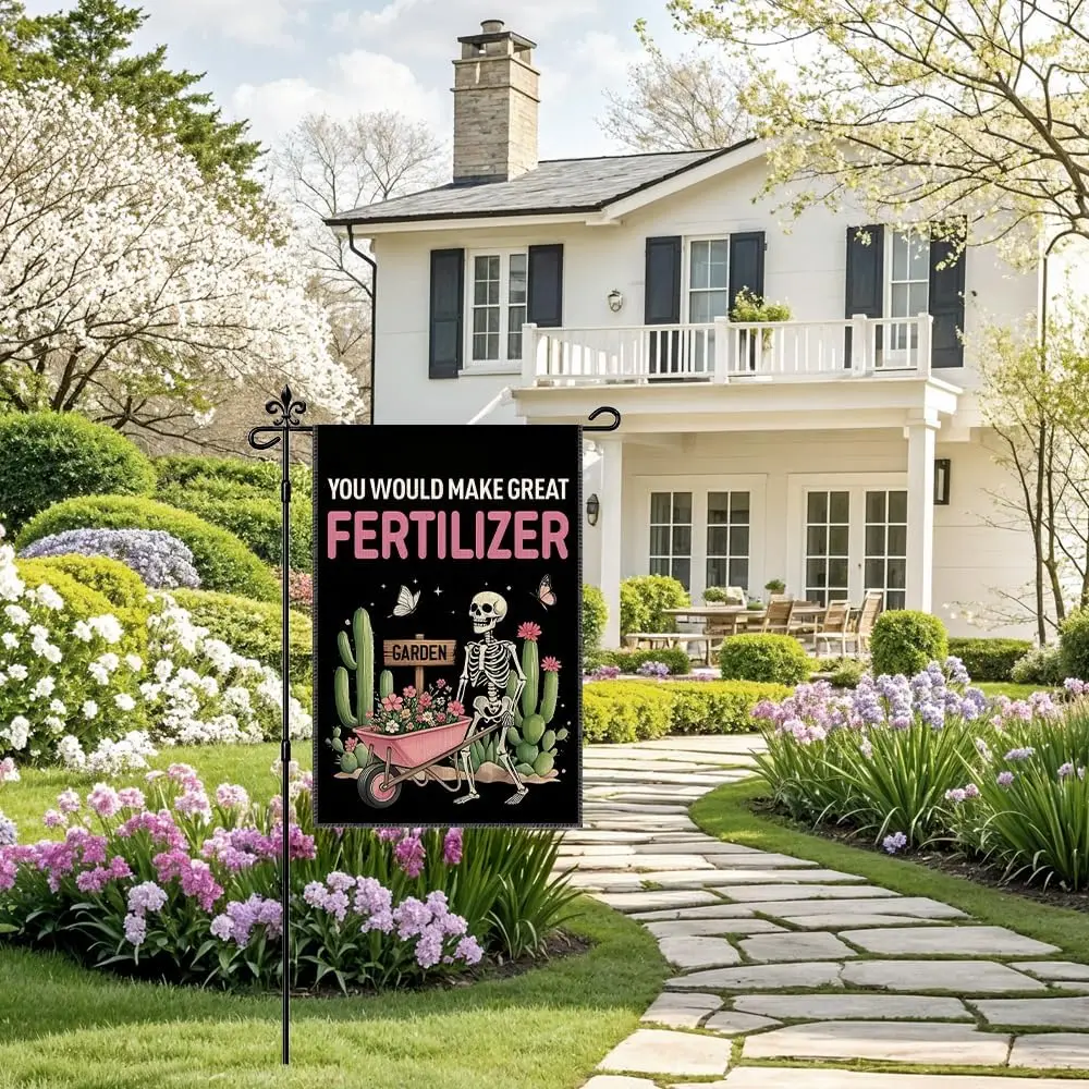 You Would Make Great Garden Flag, Funny Skeleton Halloween Yard Sign, Halloween Lawn Outdoor Porch Décor, Spooky Season Farm uui
