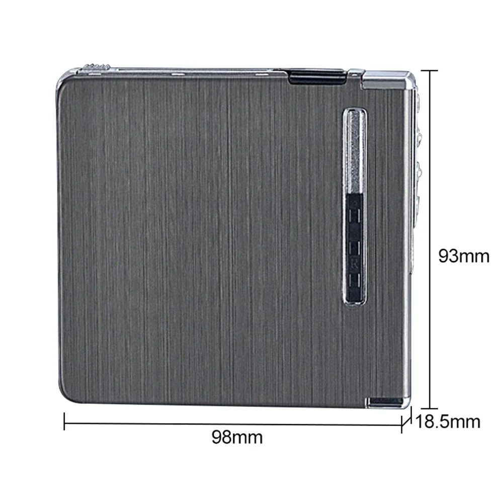 Portable Automatic Cigarette Case With Lighter 20Pcs Capacity Metal Cigarette Boxes Windproof USB Charging Box Cigarette Holder