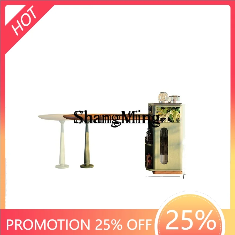 ZYY high end solid wood island dining table integrated household retractable living room household tea table