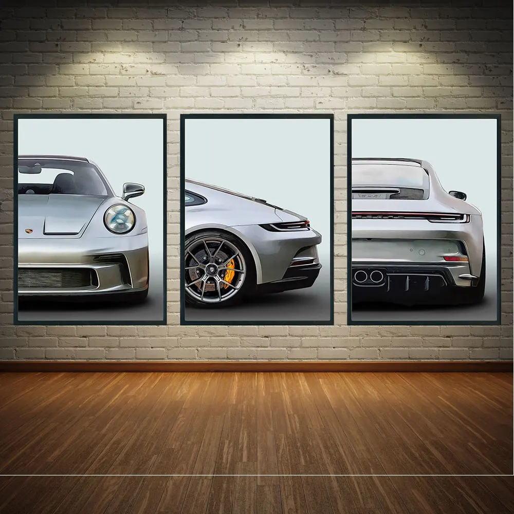 

911 GT3 SuperCar Set Of 3 Posters Canvas Painting Sport Prints Wall Art Pictures For Living Room Home Decoration Frameless