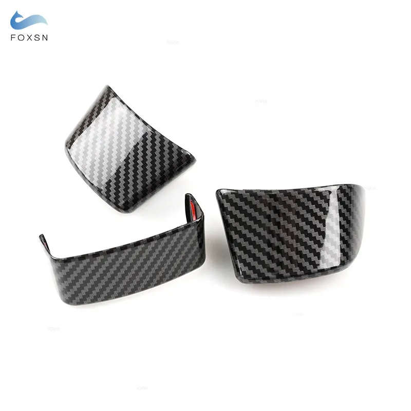 For VW Touran Caddy Sagitar EOS 3pcs ABS Carbon Fiber Texture Car Interior Steering Wheel Panel Cover Accessories Trim