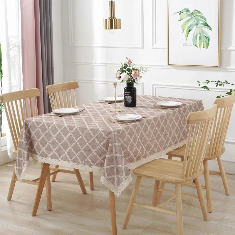 

Cotton Table Cloth Grid Rectangular Tablecloth for Dining Table Coffee Tea Table Cover Wedding Easter Decoration 2023