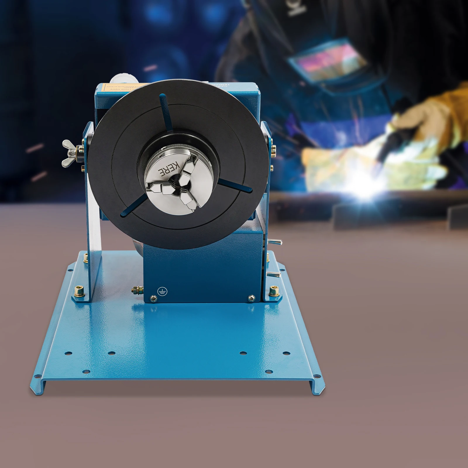 110V Rotary Welding Positioner 22LBS Load 0-90° Tilting Turntable Table with Foot Switch for Small Pipe Metal Art Welding