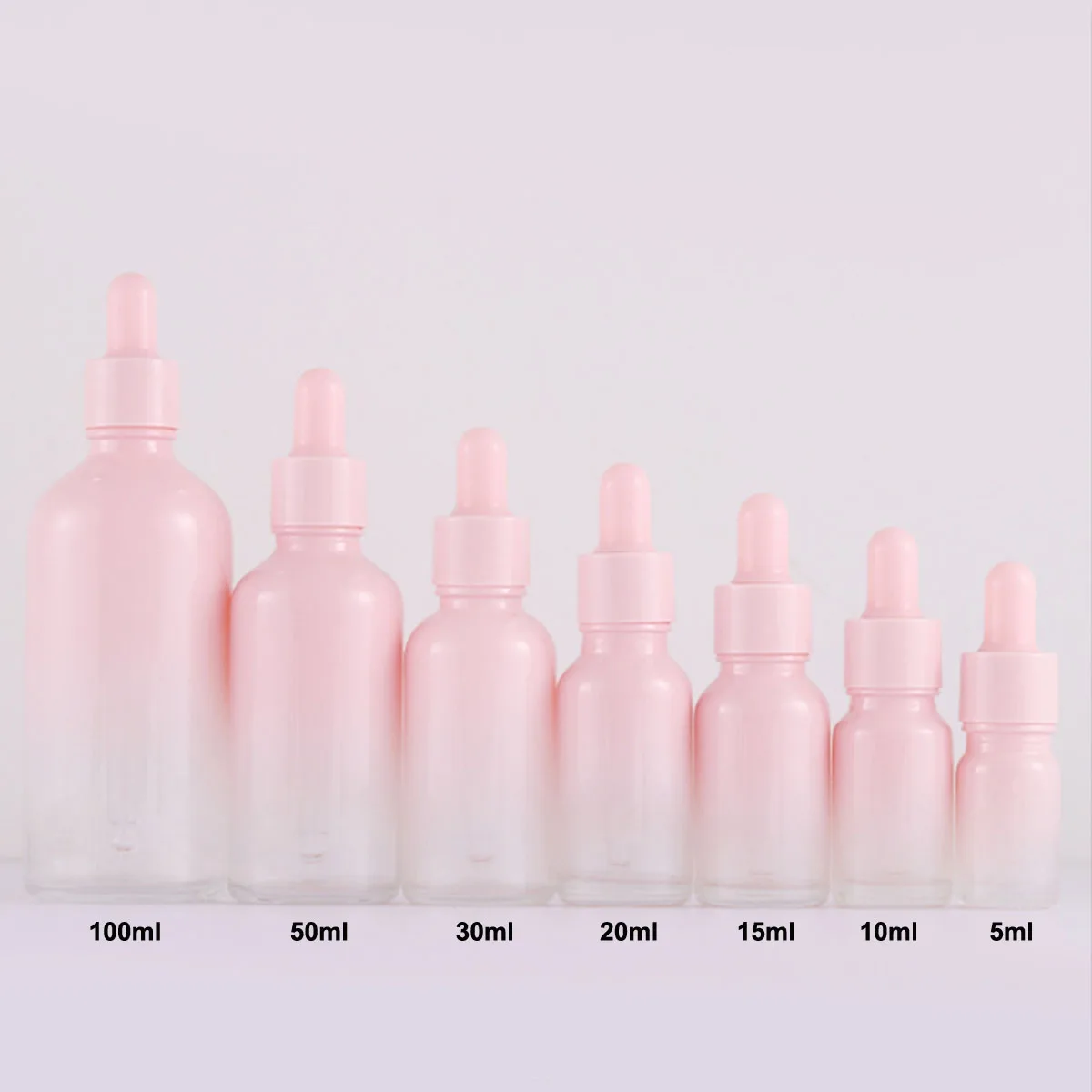 1X Gradient Pink Glass Dropper Bottles Bright Glass Empty Dripper Pipette Bottle Plastic Lid for Essential Perfume Oil Serum NEW