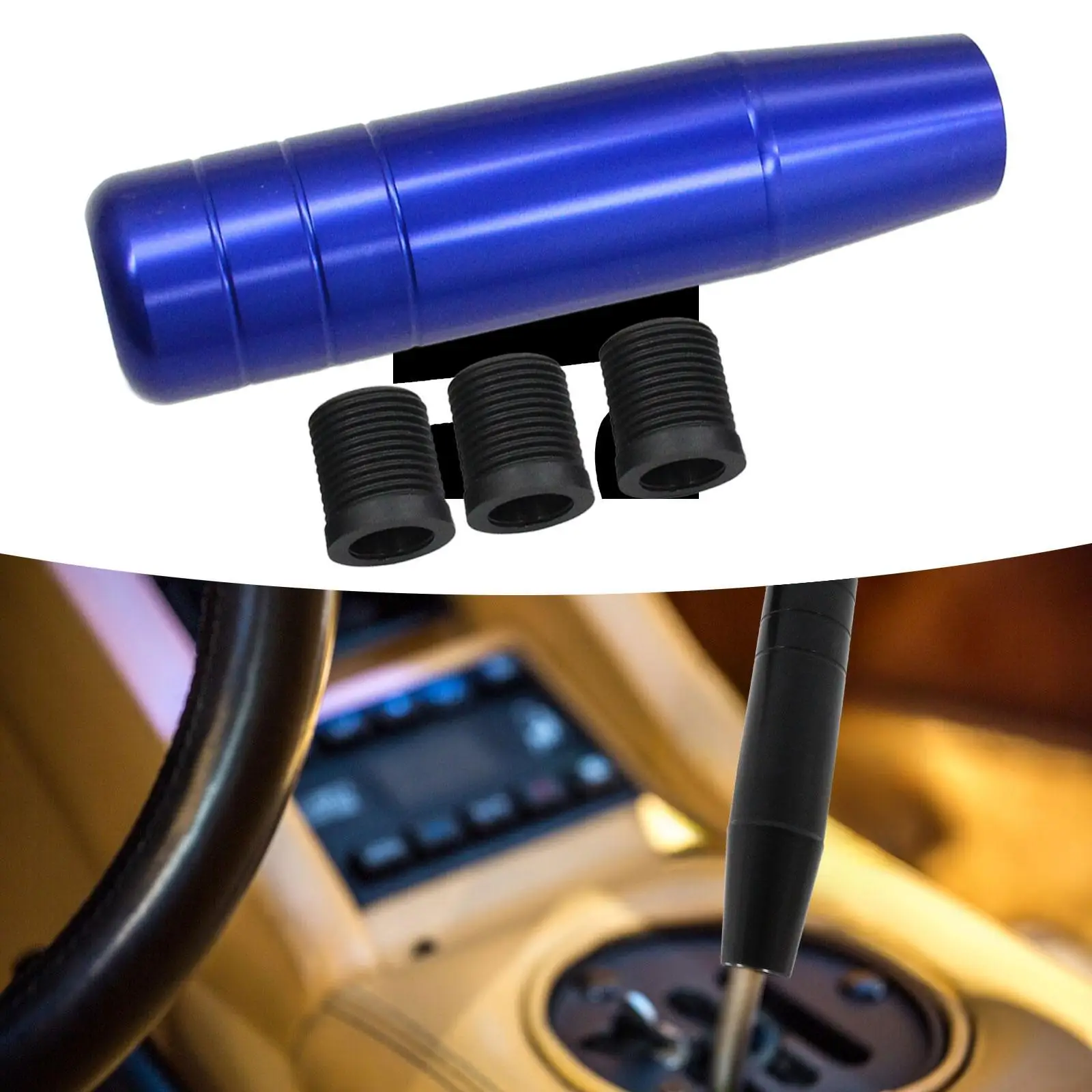 Universal Gear Shifter Knob Aluminum Alloy Material with 3 Threaded Adapters for Car Interior Decoration