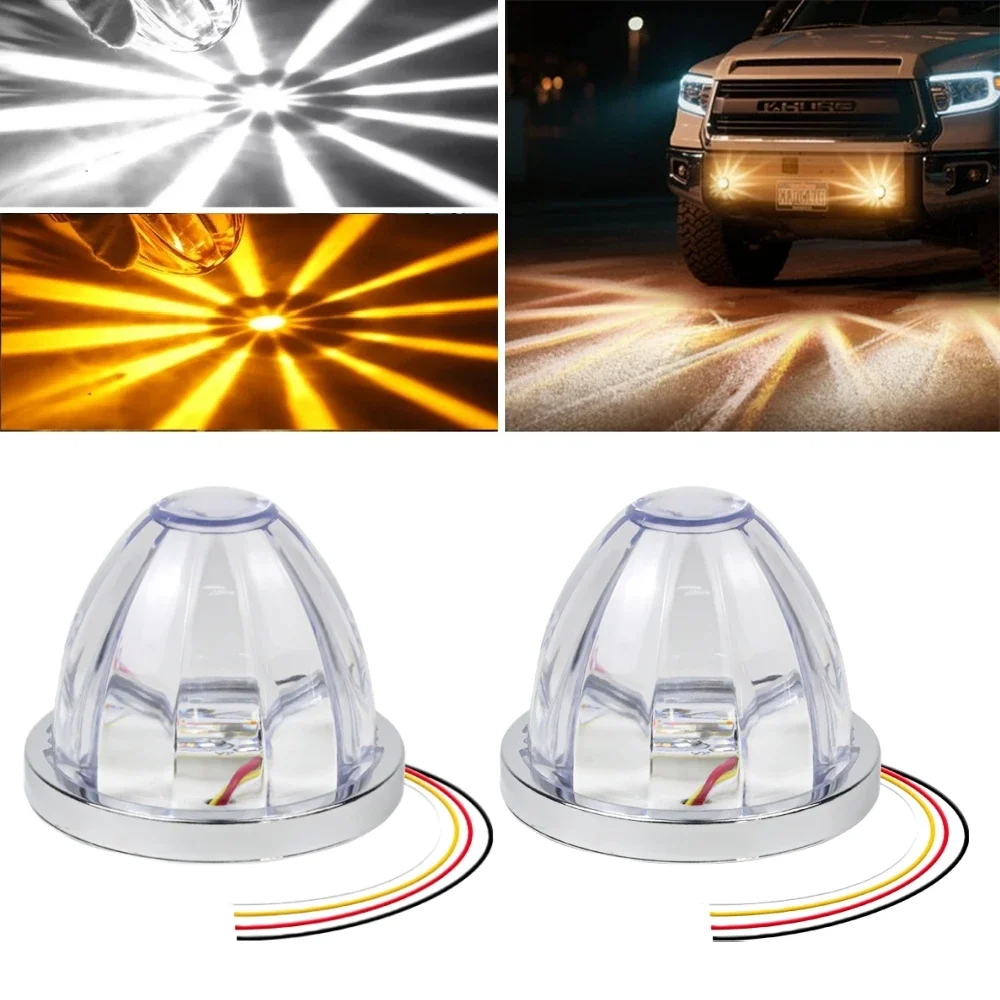 2PCS Dual Revolution Watermelon Lights Semi Truck Lights LED Star Water Melon LED Marker Under Glow Lights For Truck