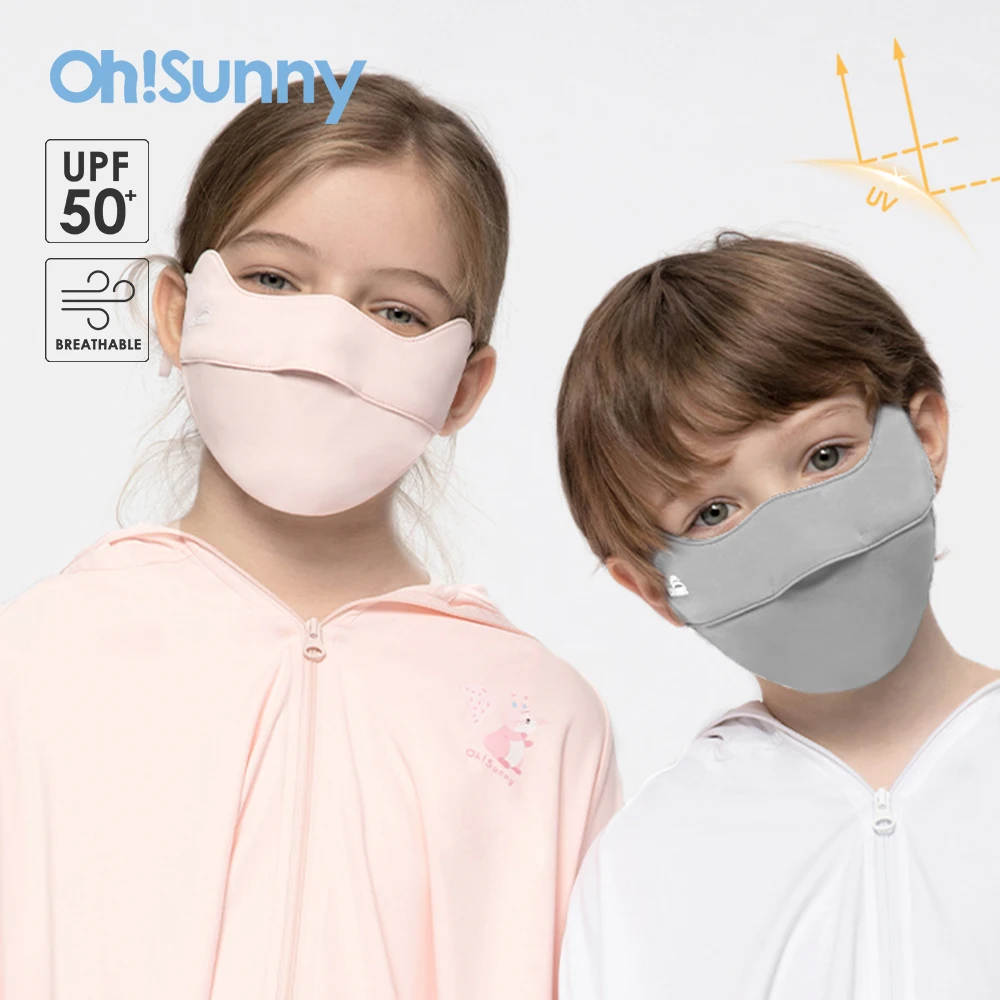 OhSunny Kids Face Cover UV Mask UPF2000+ New Tech Fabric Soft Breathable Washable for Children Outdoor Sun Protection Anti-Dust