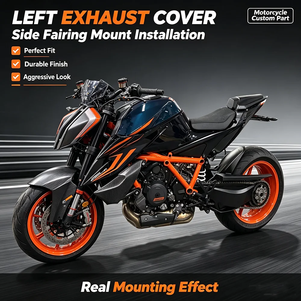 For SUPER DUKE R 1290 2020-2023 Carbon Fiber Carbon Heatshield Left Side Cover Motorcycle Accessories Heat Shield Fairing
