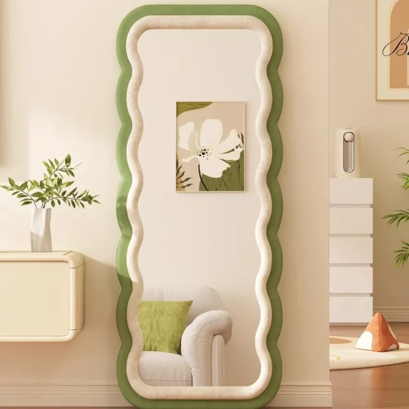 

Cross-border exclusive bedroom floor-to-ceiling mirror, simple clothing store fitting mirror, wave full-length mirror, home dres