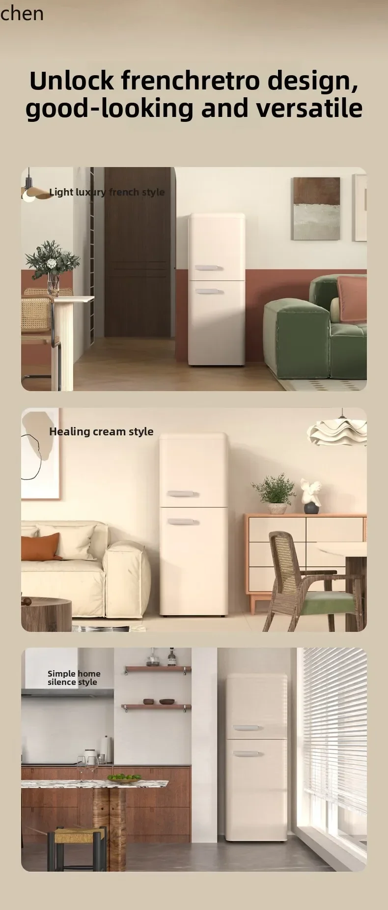 refrigerator retro single door double door small household kitchen refrigerated and frozen mini