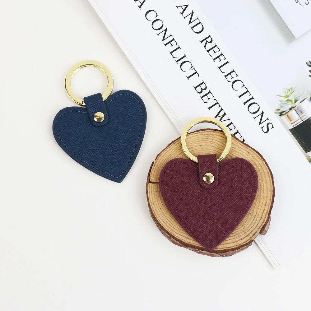 Customized Name Ins-Style Heart-Shaped PU Leather Multi-Color Simple Gift for Couples, Ladies, Bags, Car Keychains, Pendants